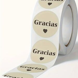 Gracias Kraft Stickers 500 Roll